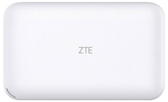 A white ZTE device with a textured surface, viewed from above, showing the ZTE logo centered on it.
