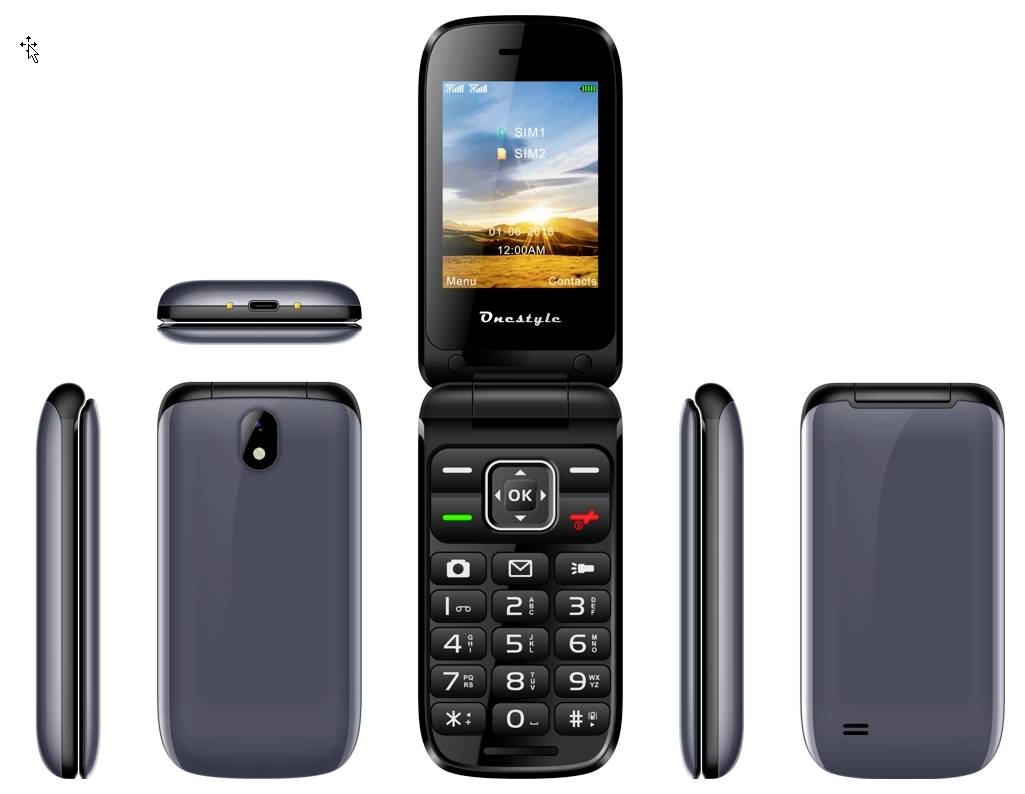 Onestyle Platin Flip top mobile phone Black
