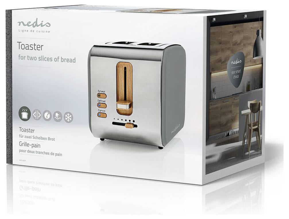 Nedis KABT510EGY Toaster Grey