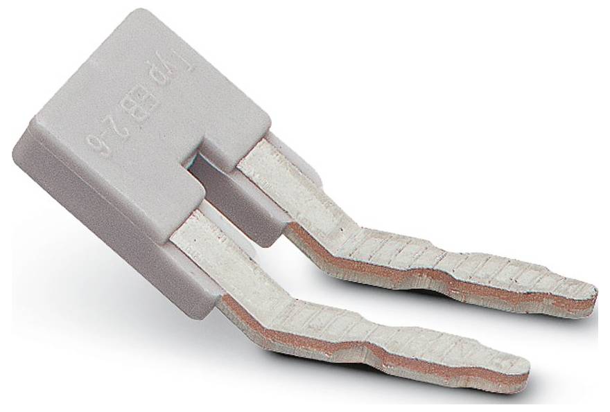 A two-pronged thermal fuse with a rectangular top and metallic legs, designed for overheat protection in electrical circuits.