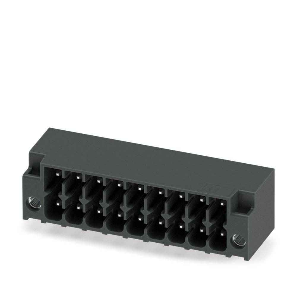 A black, rectangular electrical connector block with multiple terminals, used for connecting wires in electrical circuits.