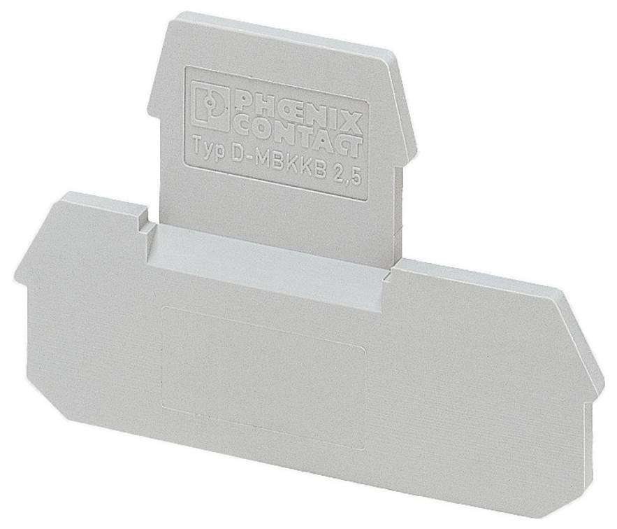 Plastic partition plate for electrical circuits, labeled 'PHOENIX CONTACT Typ D-MBKK 2,5', featuring a grey rectangular design.