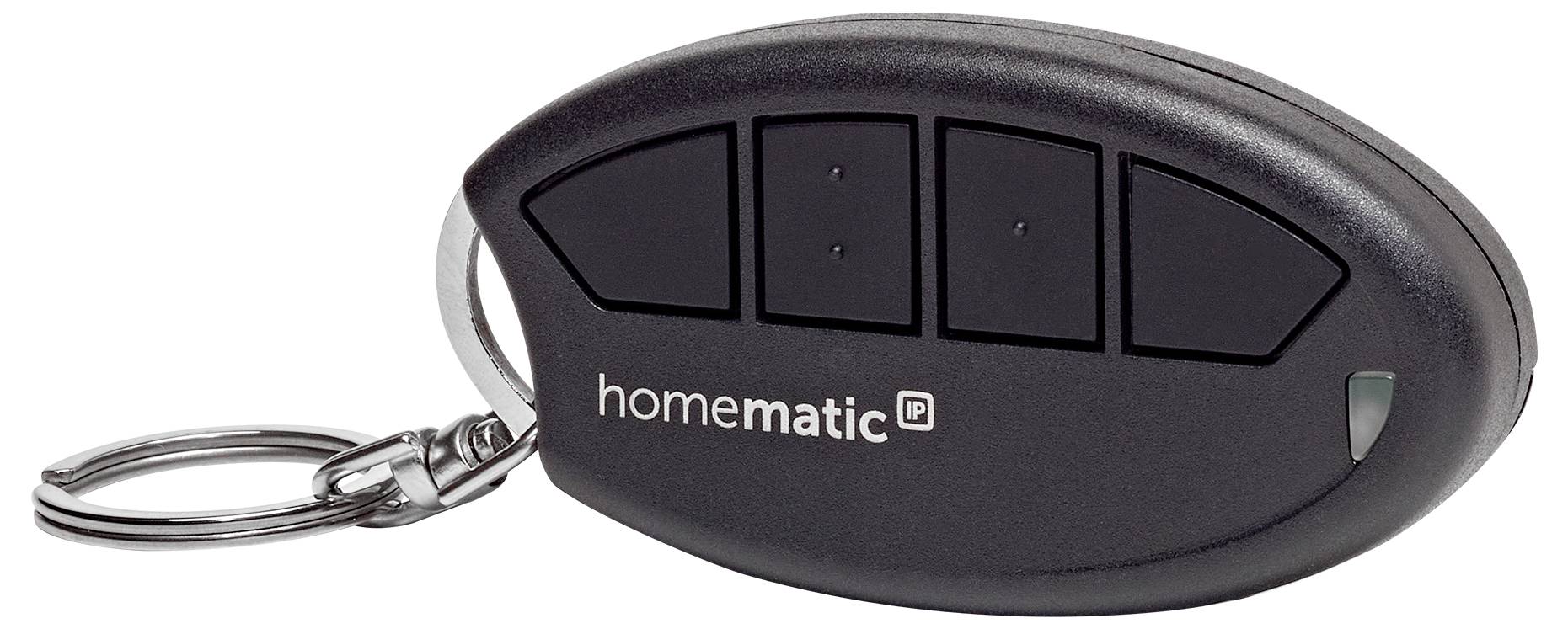 Black keychain with four buttons and the text homematic IP.
