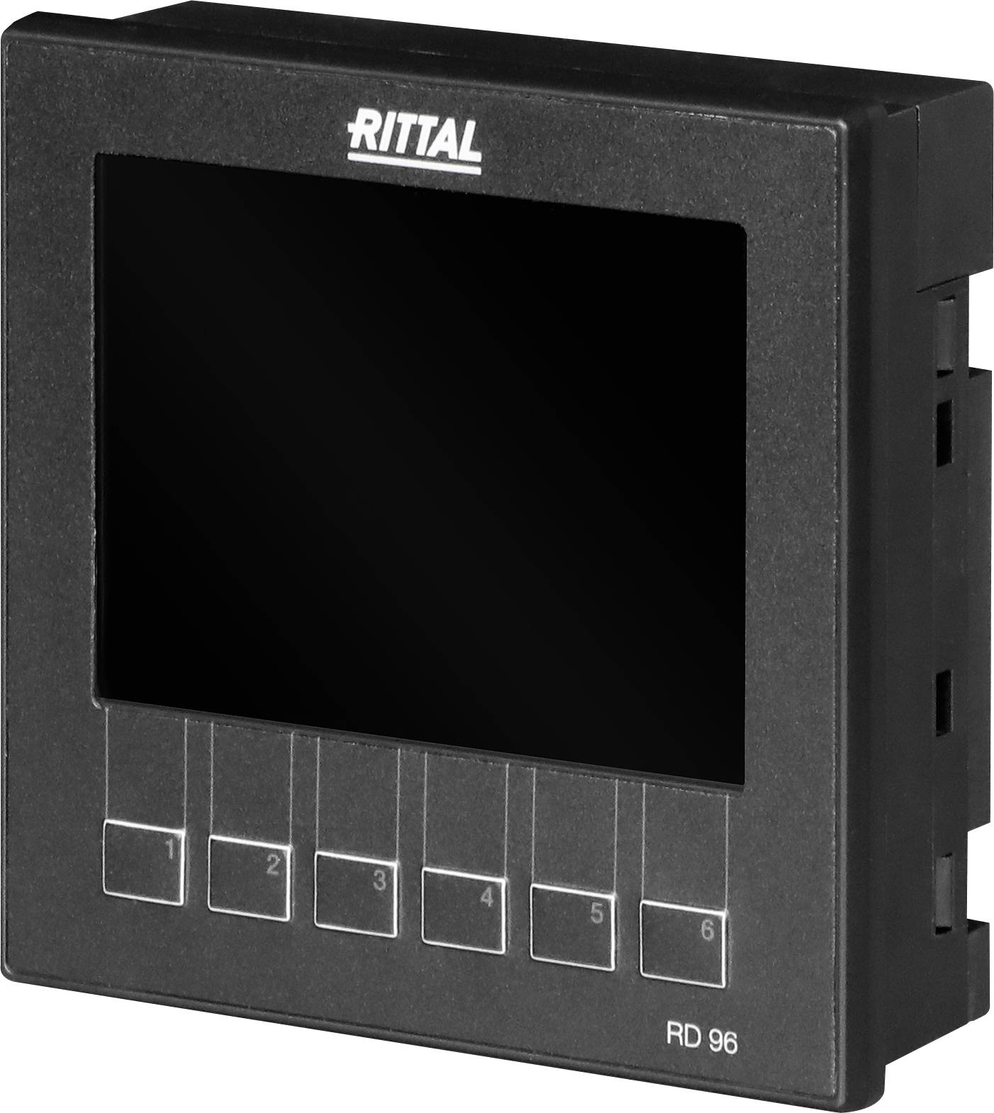 A black rectangular Rittal RD 96 display device with six numbered buttons below the screen.