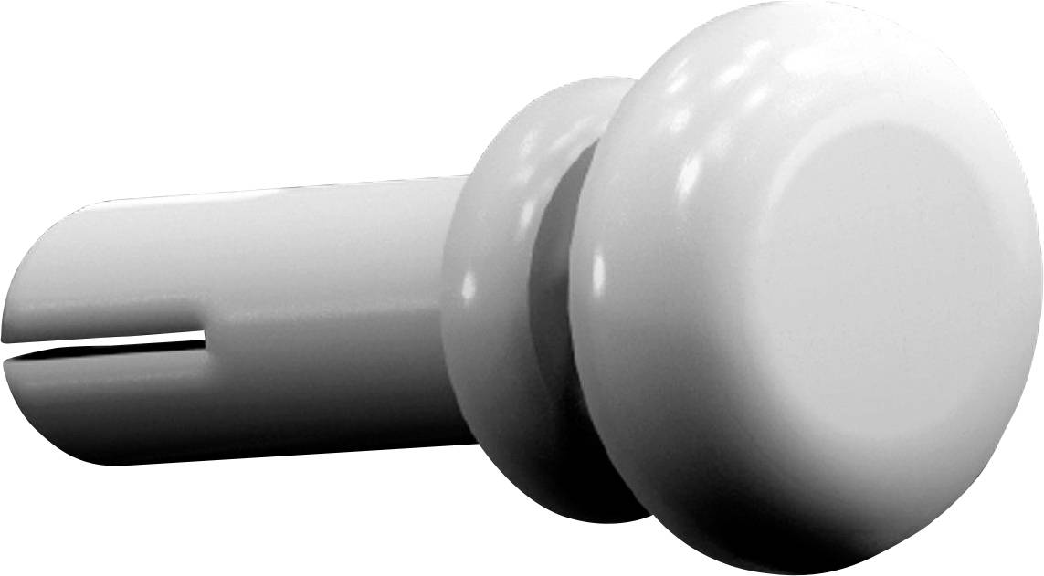 A white plastic wall plug with a ribbed body and flared head, used for securing screws in masonry or drywall.