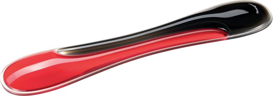 A sleek, elongated, dual-toned object, red on one side and black on the other, possibly a modern spoon or decorative item.