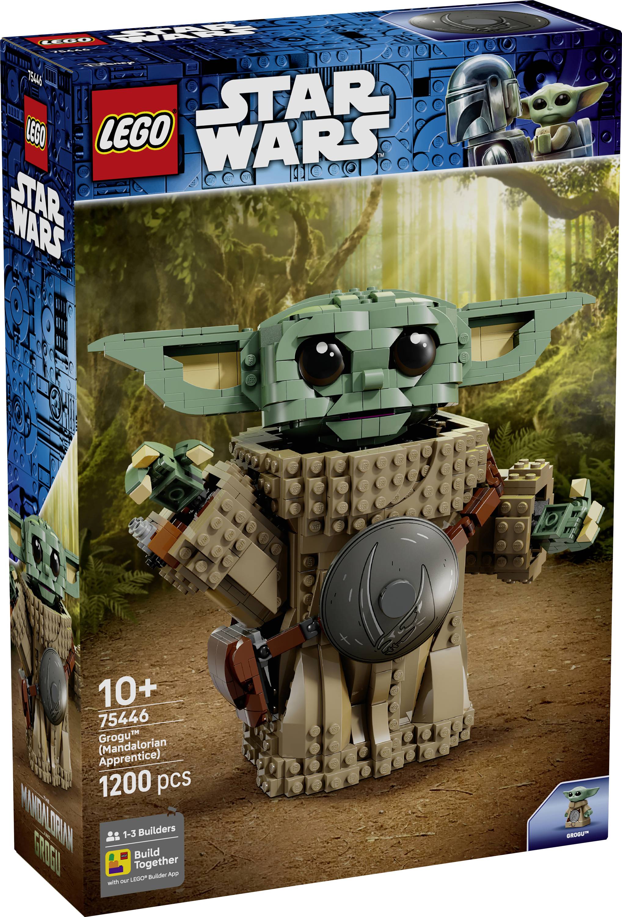 LEGO Star Wars Grogu set, model 75318, for ages 10+, 1073 pieces. Box shows a detailed Grogu figure, part of the Star Wars collection.