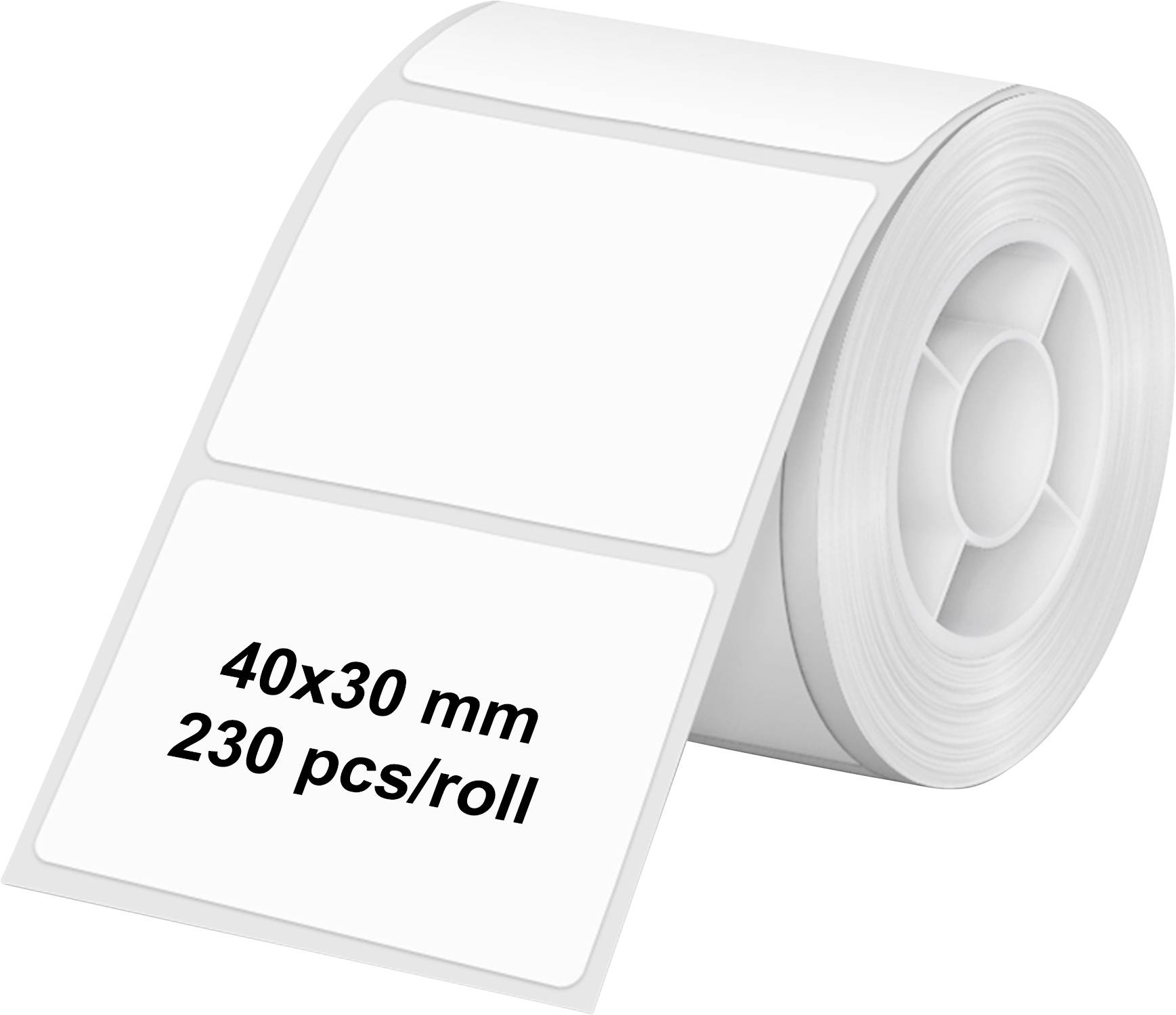 A roll of blank white labels, each label measuring 40x30 mm. The roll contains 230 labels.