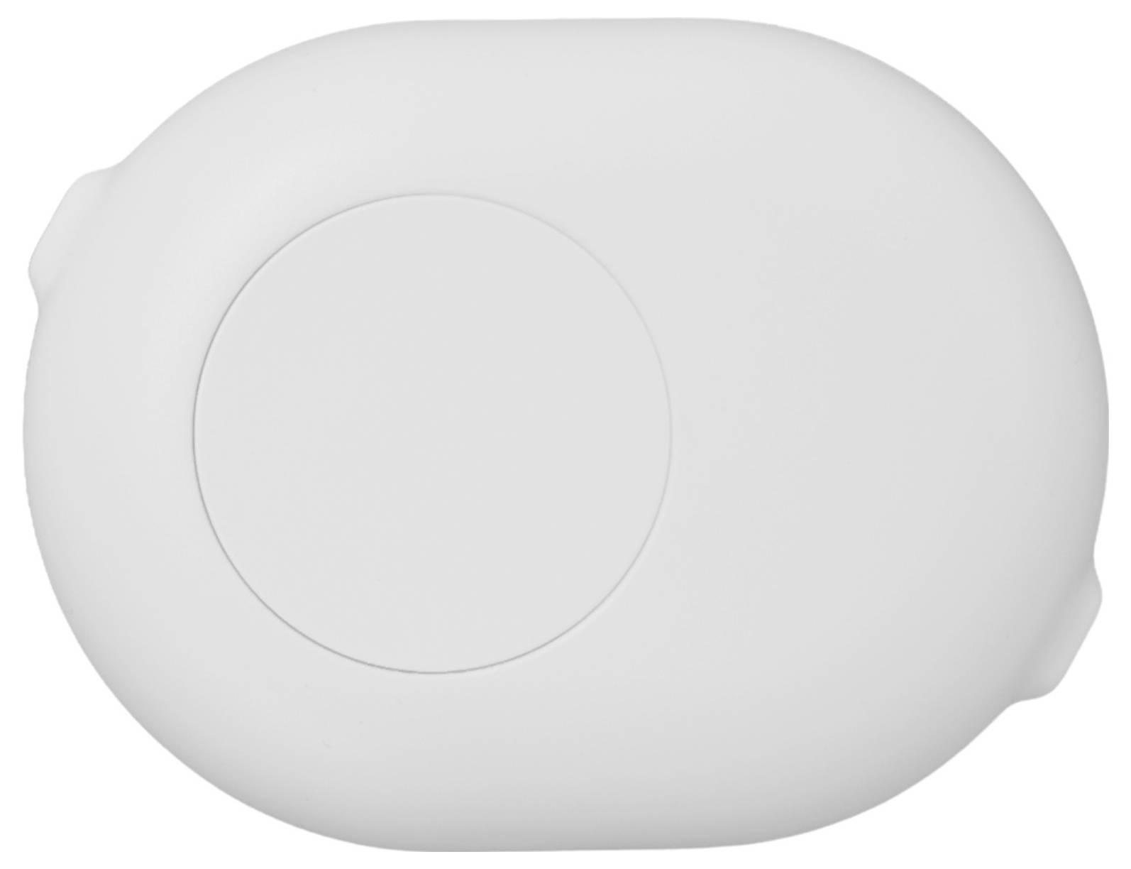 Oval-shaped white object with a circular indentation in the center.