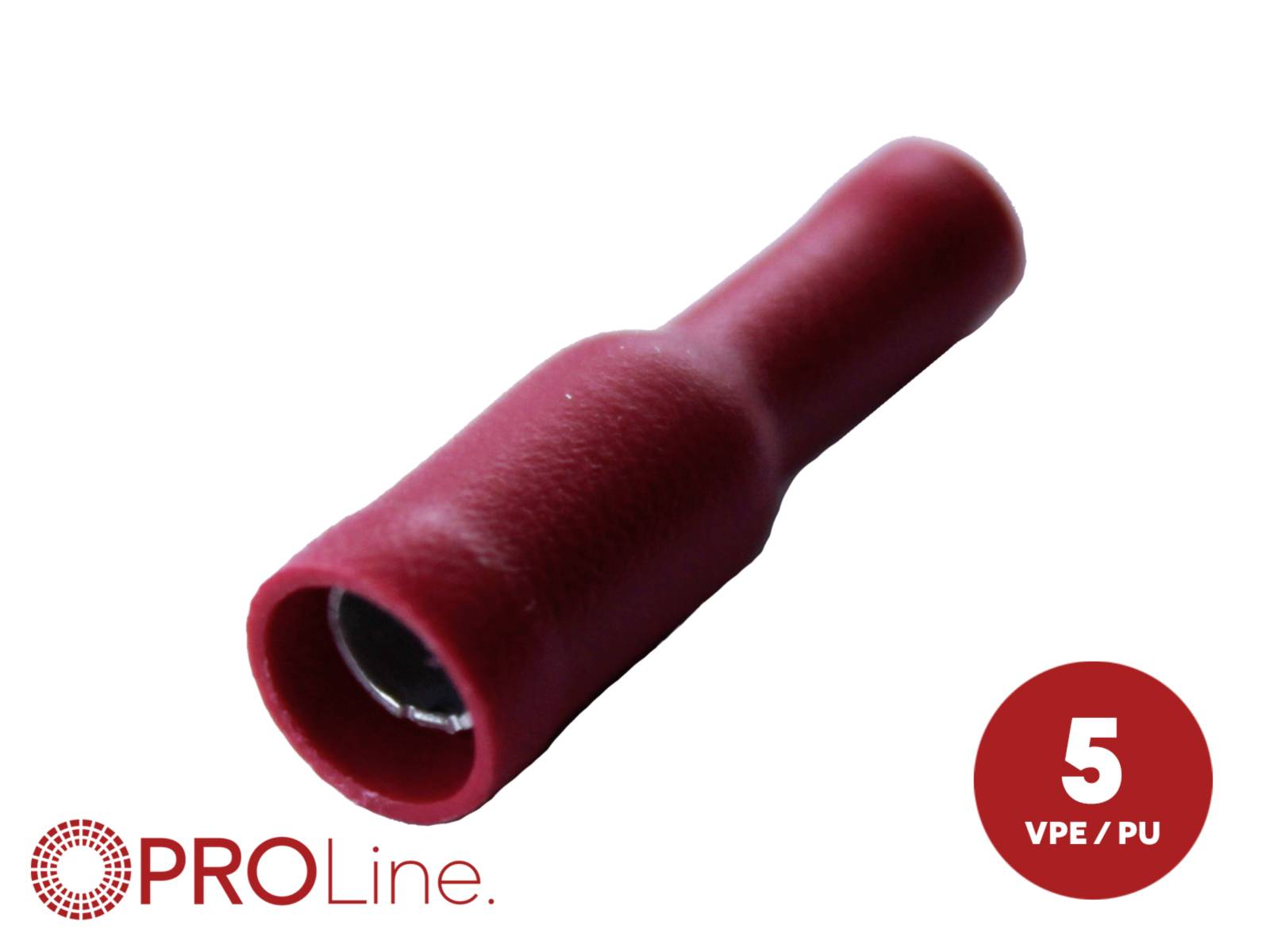 Red insulated crimp connector for 5 VPE/PU wire, labeled PROLine.