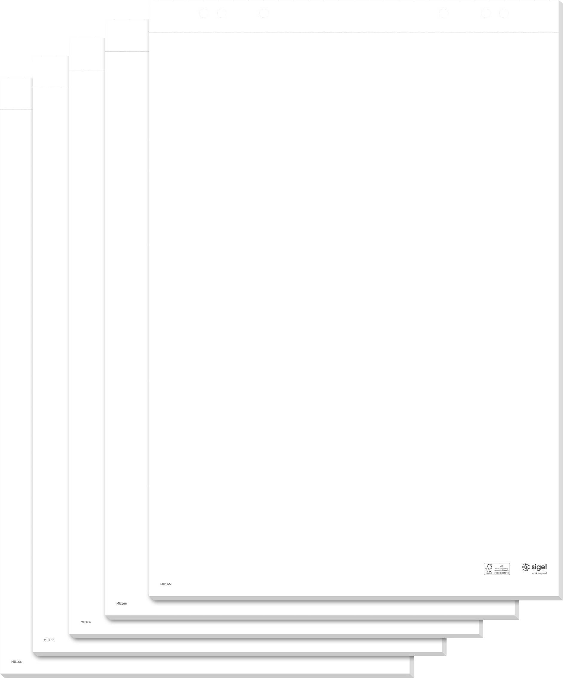 Six stacked white sheets of A4 paper with brand logo in the bottom corner, isolated on a white background.