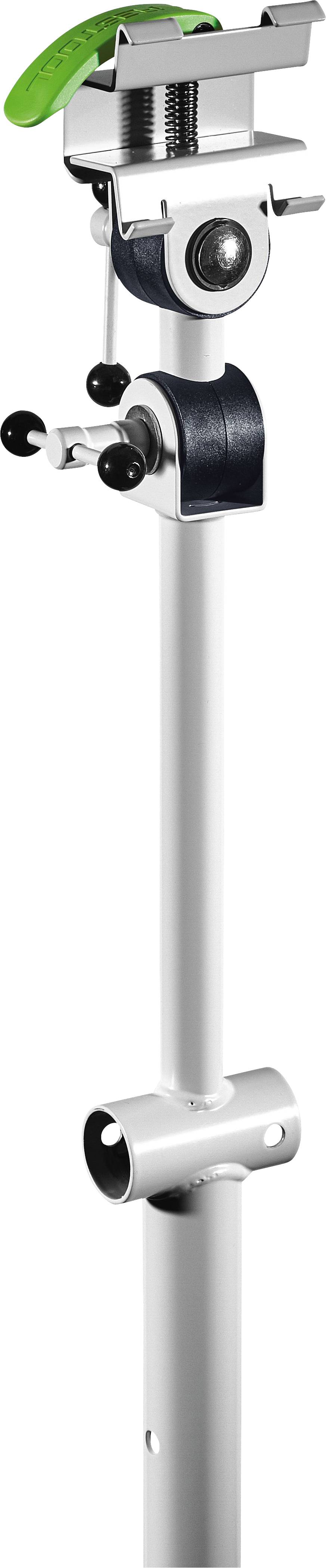 A silver metal bike repair stand with adjustable clamps and lock knobs, used for holding a bicycle in place for maintenance tasks.