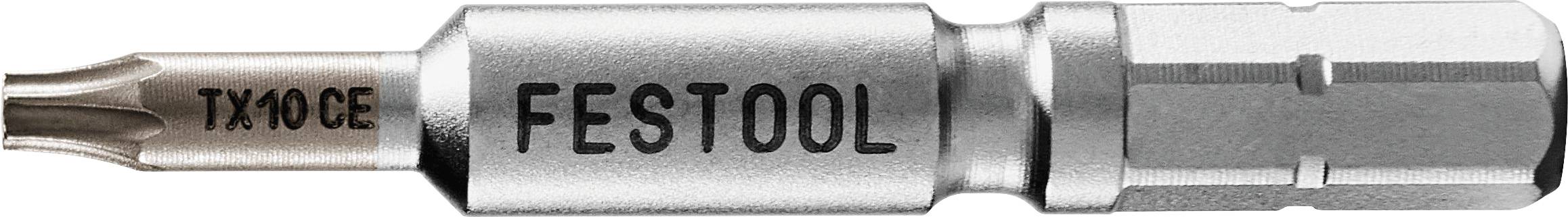 A close-up image of a hexagon-shaped Festool screwdriver bit labeled 'TX 30 CE', used for fastening screws with a precise fit.