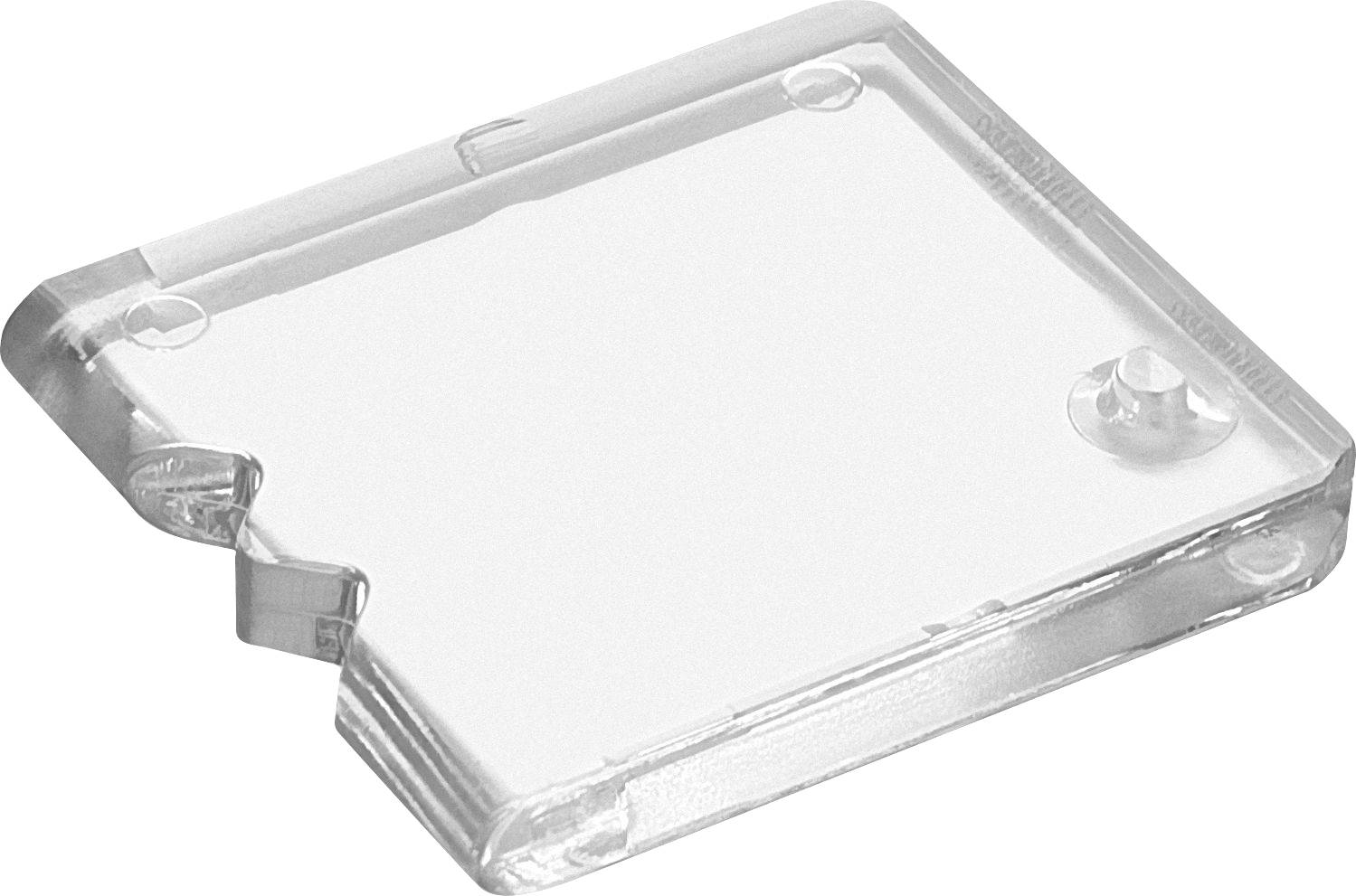 Transparent SD card case, empty and open, showing its protective shell.