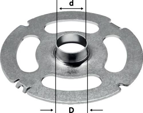 'A circular metal disc with four cut-out sections displays two arrows labeled 'd' and 'D', indicating different diameters.'