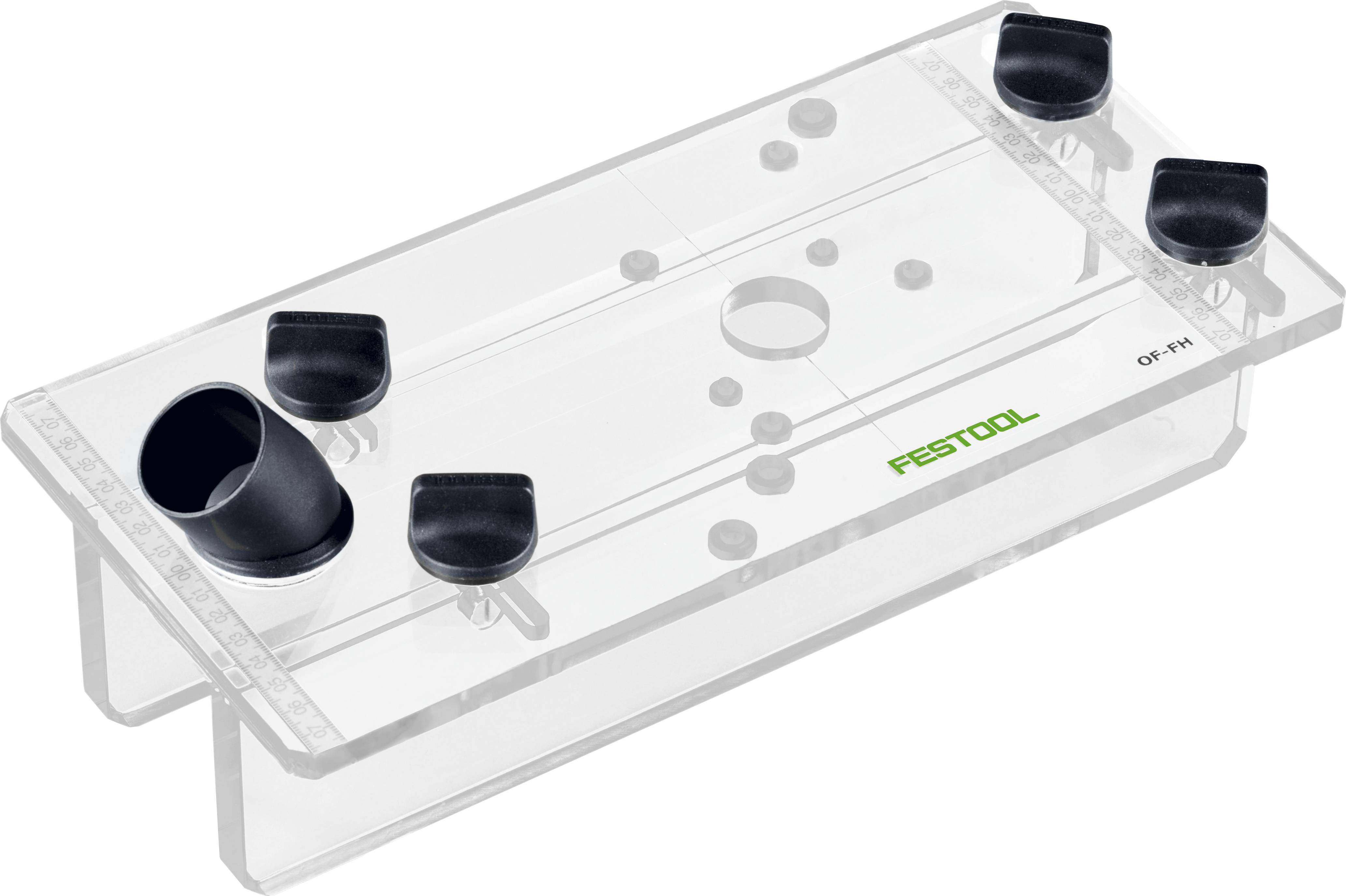 Transparent dust extraction hood with black handles and 