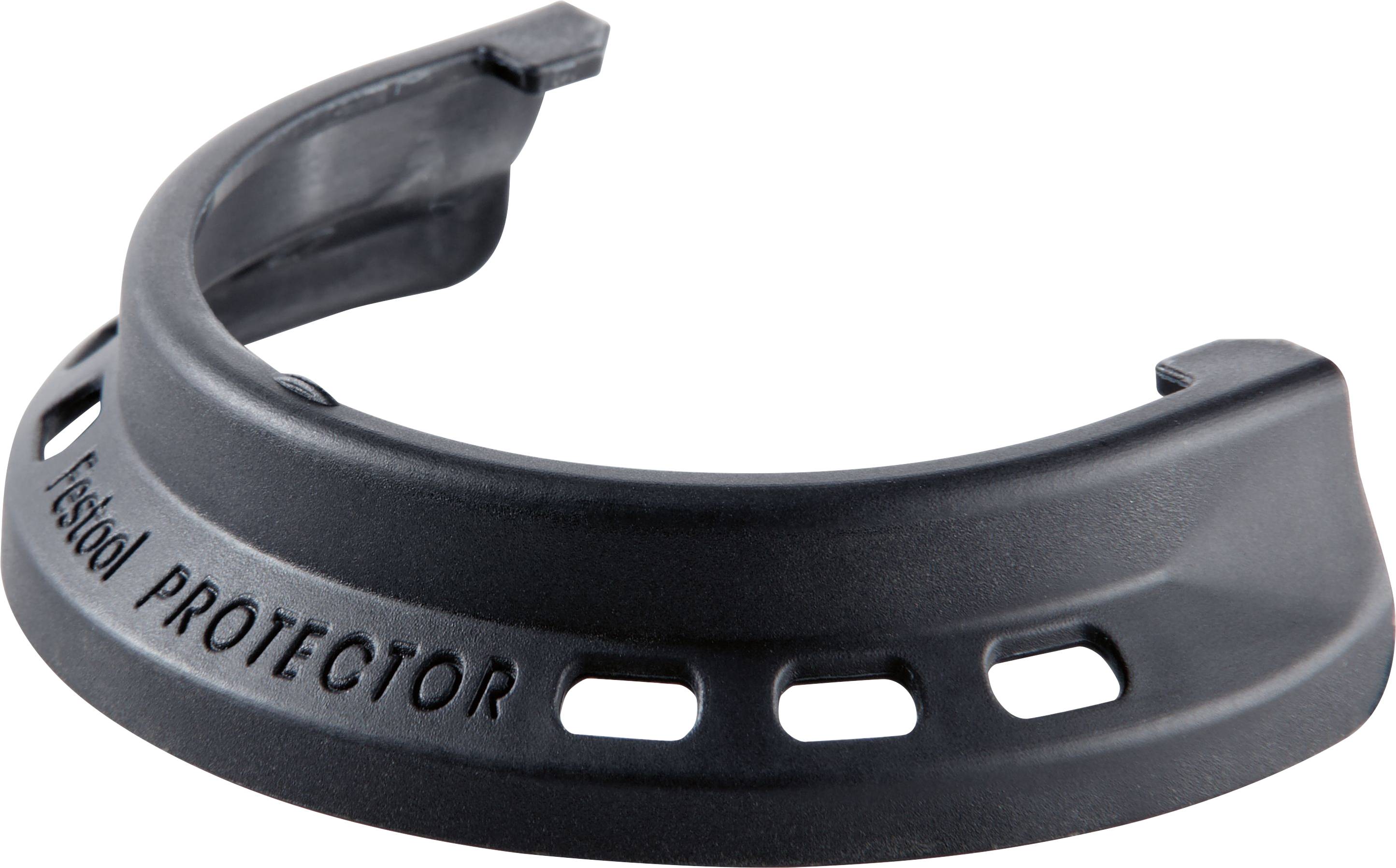A black plastic protector with the words 'Festool PROTECTOR' embossed, designed to shield parts from impact or damage.