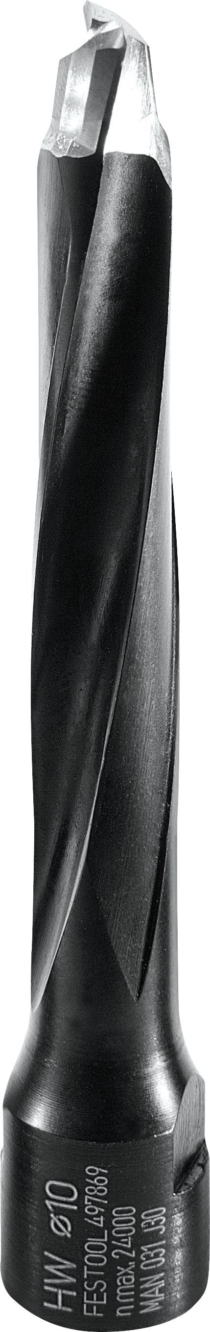 A close-up image of a metal drill bit with spiral grooves and a pointed tip, designed for use in drilling or machining applications.