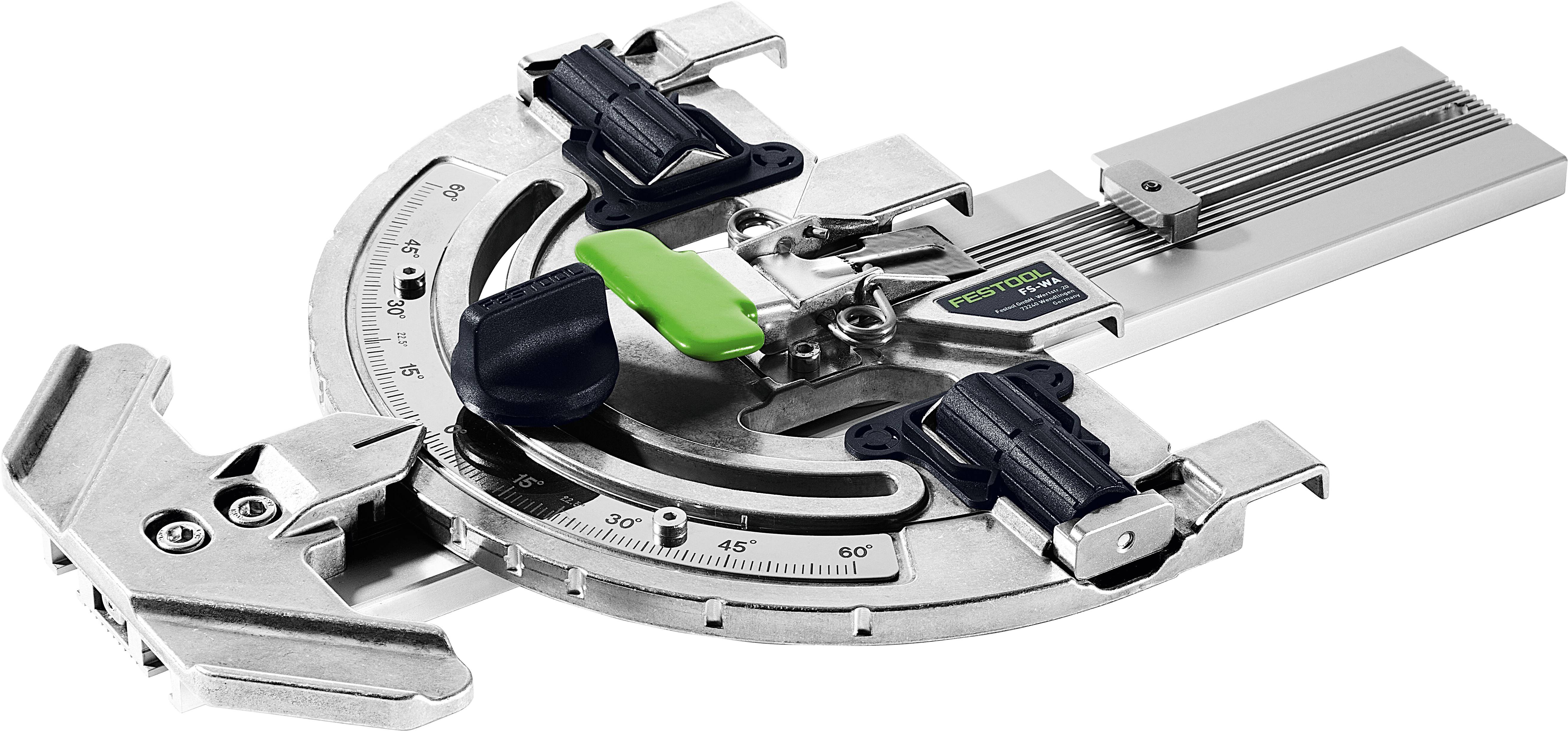 An angle guide tool with adjustable scale and clamps for precise cutting.