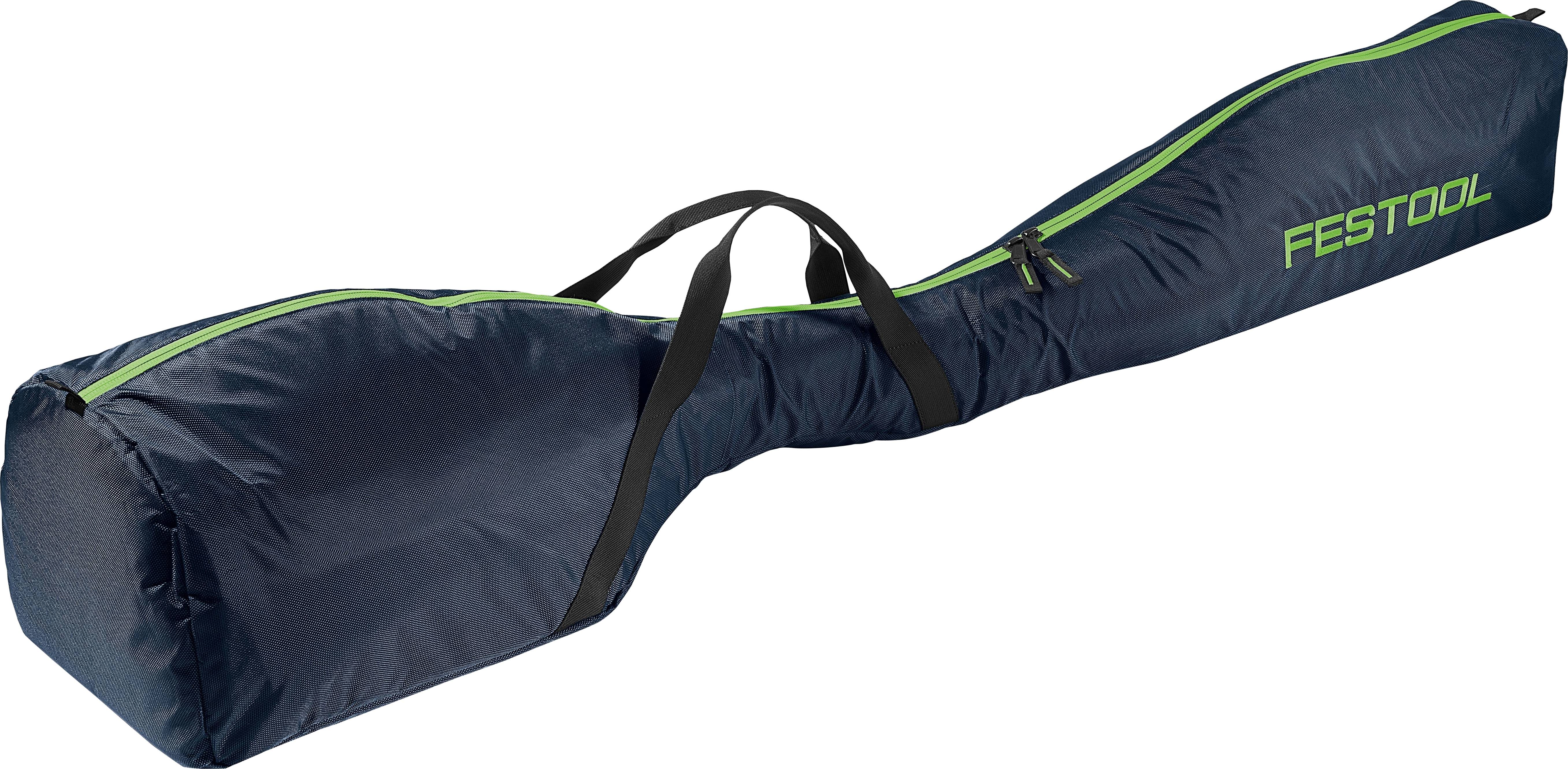 A blue Festool carrying bag with green accents and black handles, designed for transporting long tools or instruments.