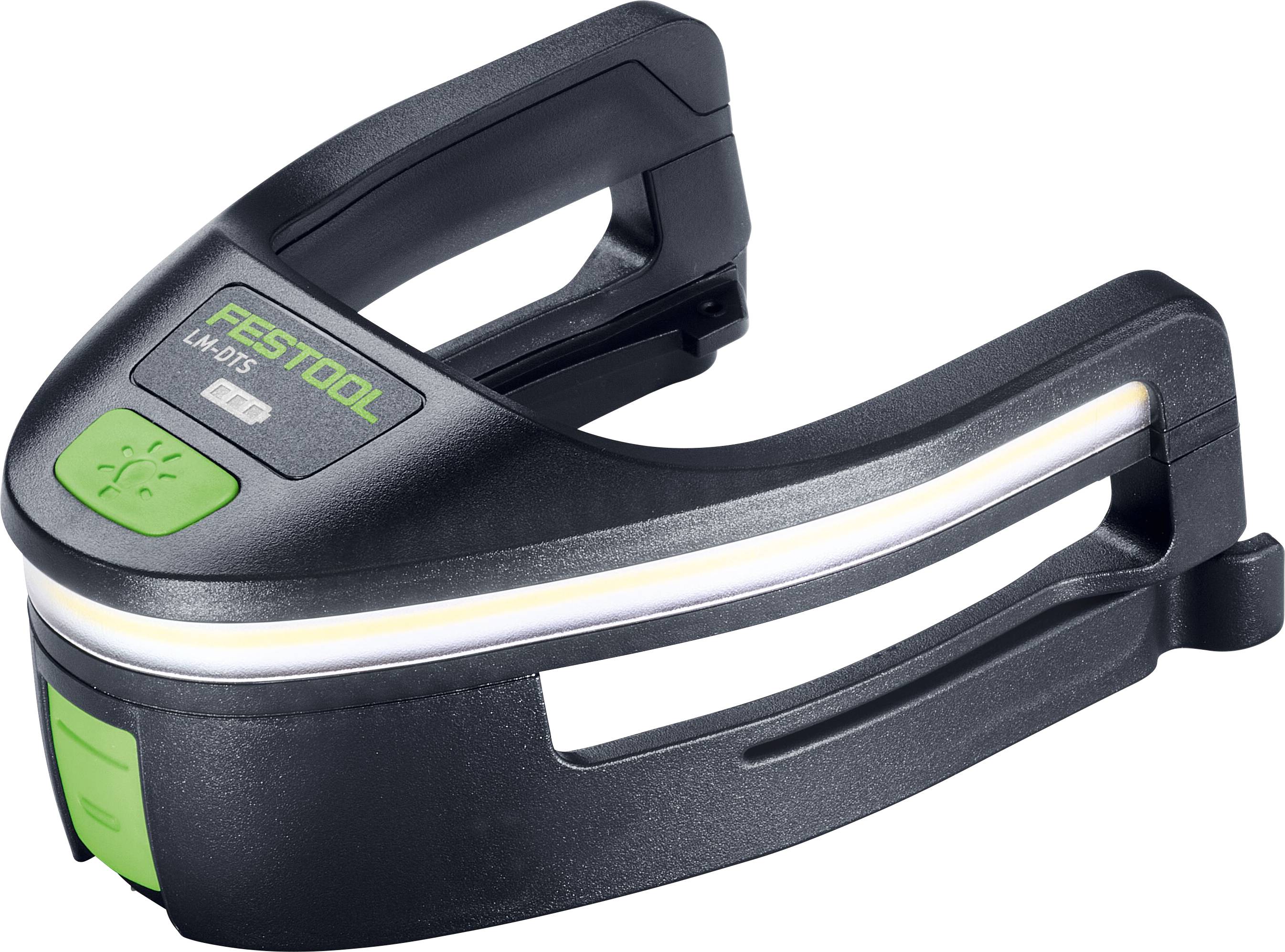 'FESTOOL' cordless LED inspection light featuring ergonomic handle and bright illumination strip, designed for detailed inspections.