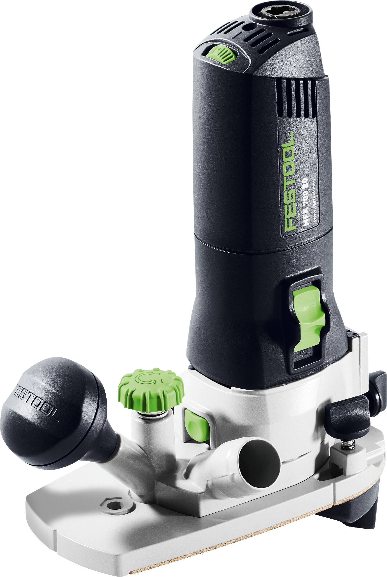 A Festool PF 1200 E-Plus power tool, primarily used for precision woodworking and cutting tasks, featuring ergonomic design and adjustable settings.