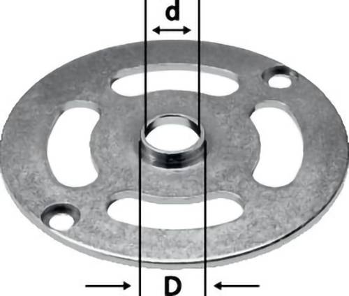 'Metal washer with holes; outer diameter labeled 'D' and inner diameter labeled 'd'.'