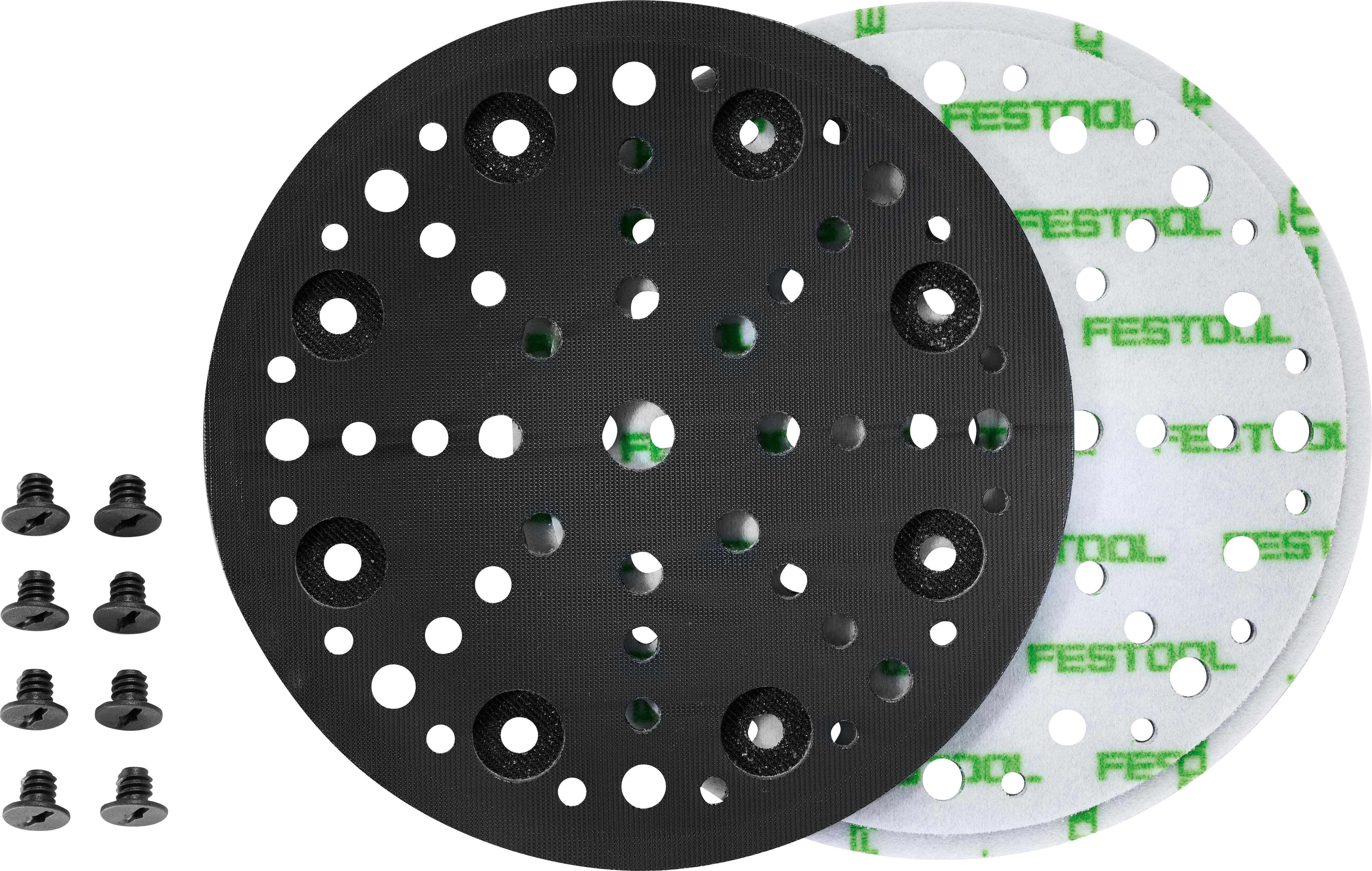 Festool rotary sanding disc and backing pad with screws; used for sanding surfaces