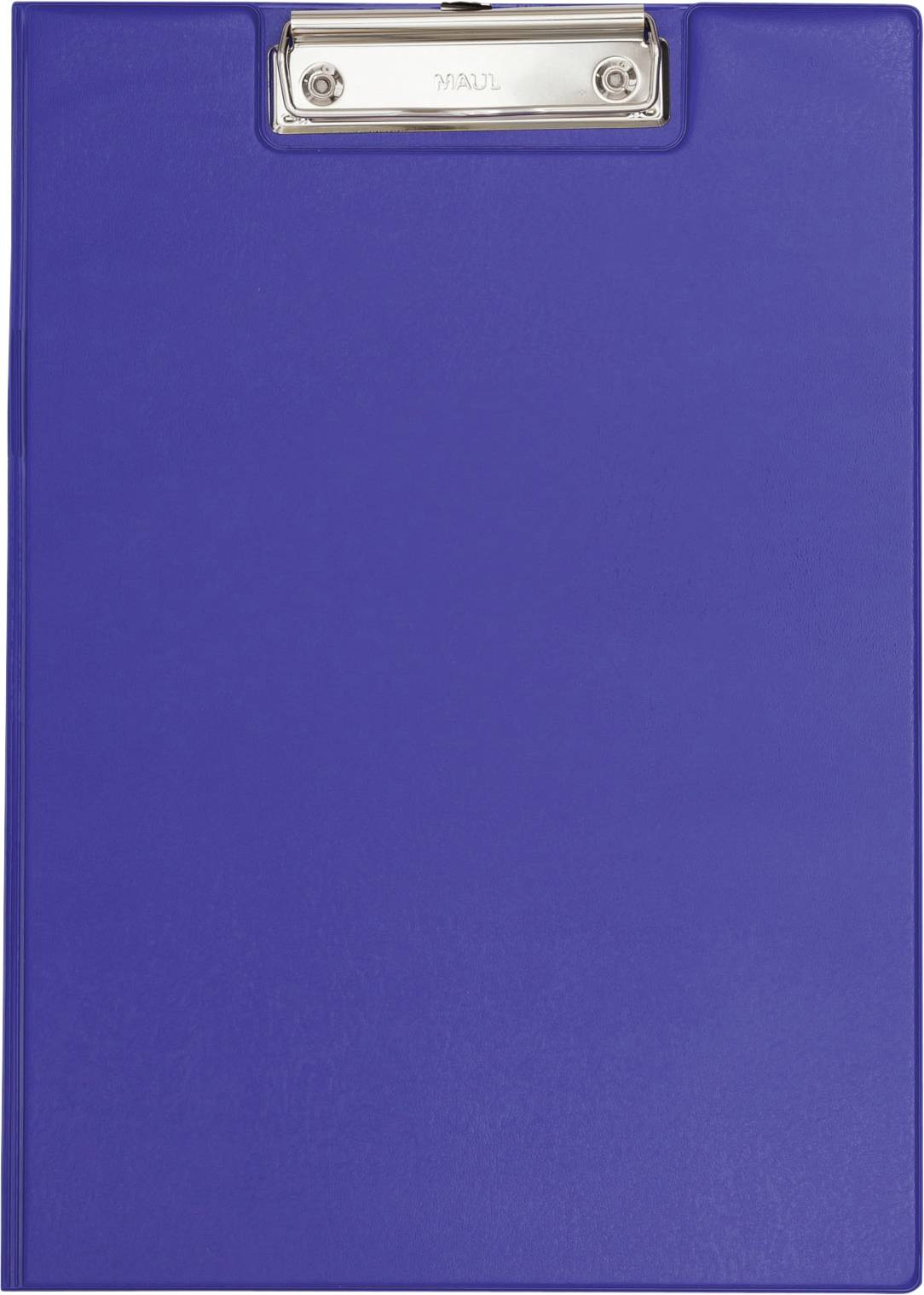 A blue clipboard with a silver metal clip at the top.