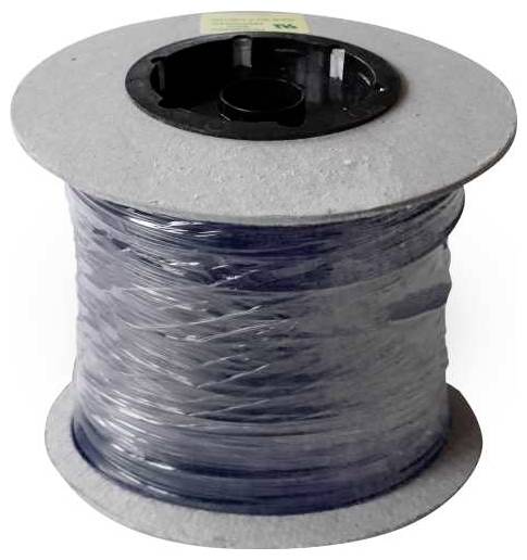 A large spool of thick, transparent plastic tubing coiled tightly, used for various plumbing or industrial applications.