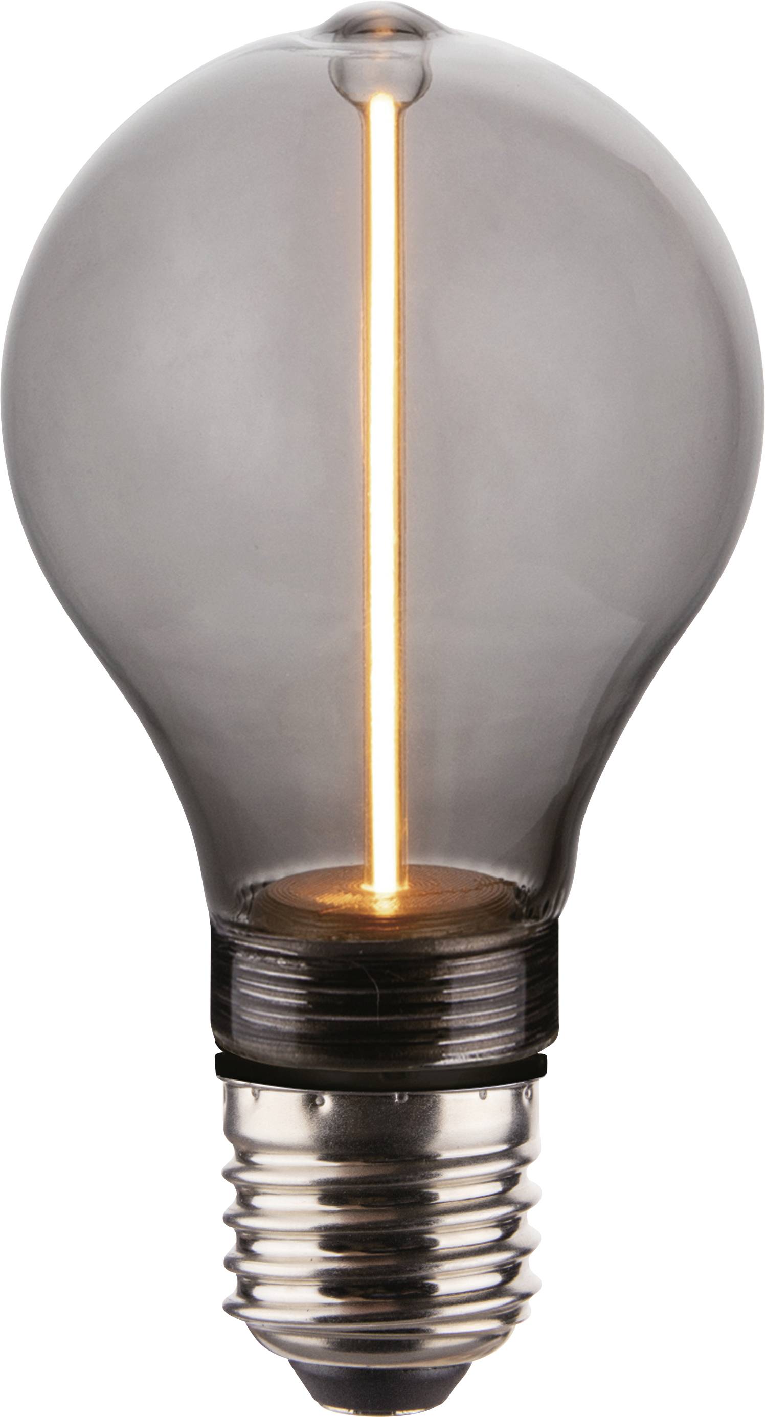 A glowing incandescent light bulb with a visible filament and metallic base, emitting a warm light.