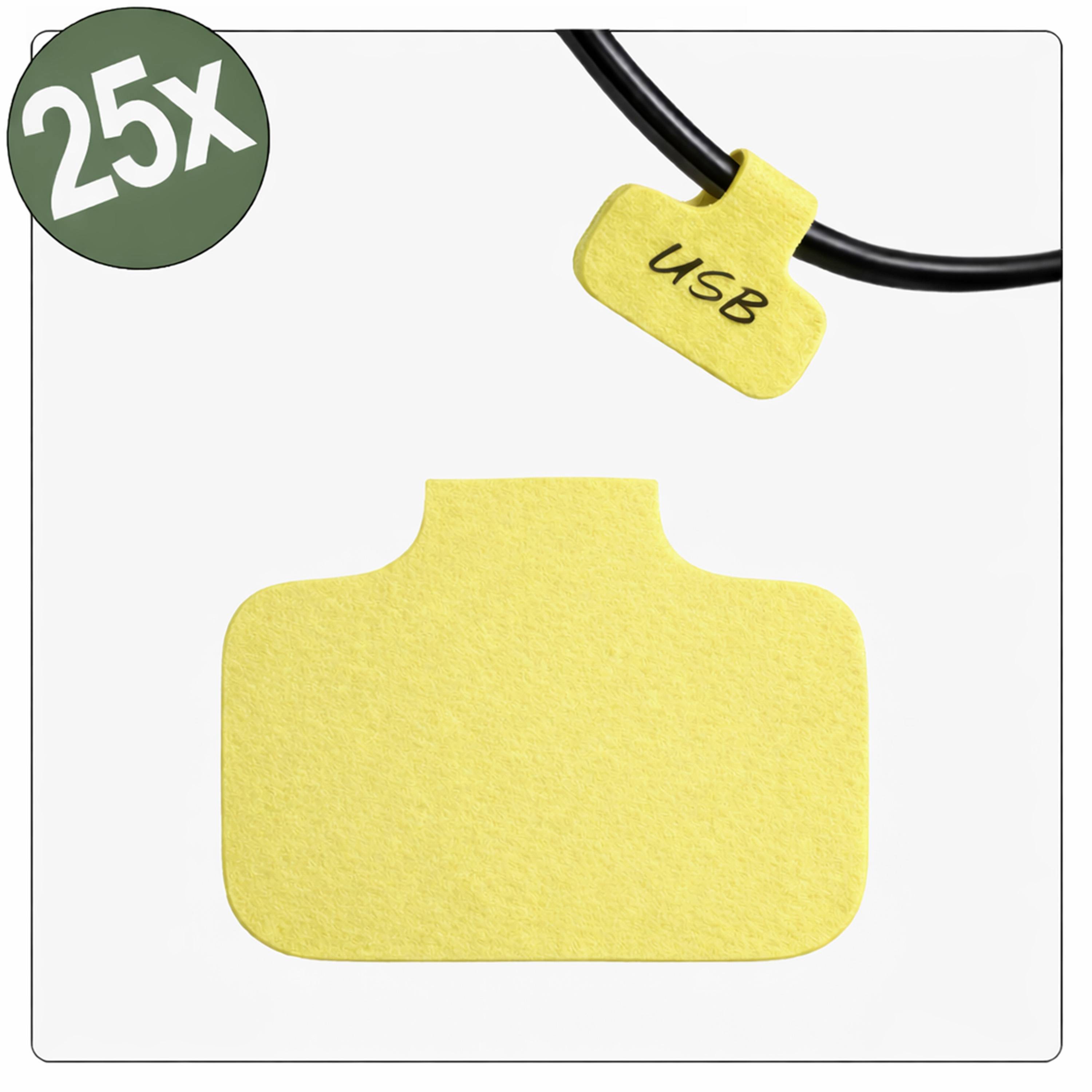 A yellow USB drive replicator labeled '25x', showing a USB-shaped top and cord, suggesting multiple duplication capability.