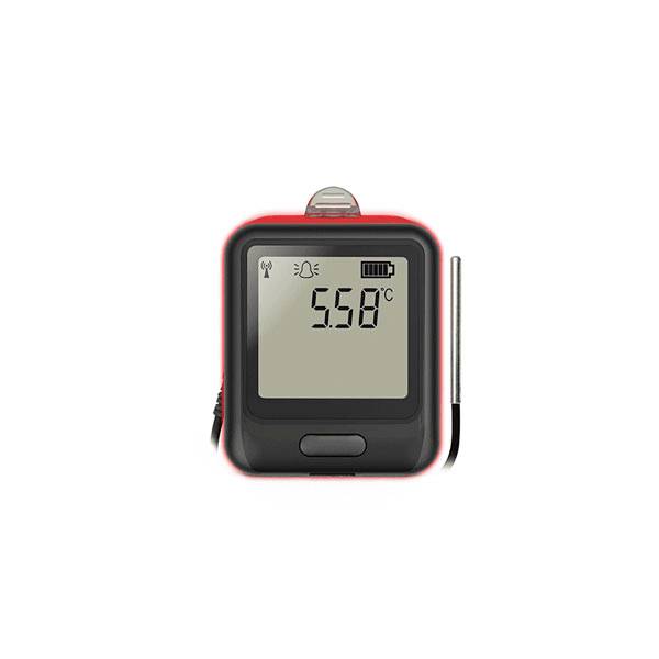 A digital thermometer displaying a temperature of 5.58°C, with a wired probe attached.