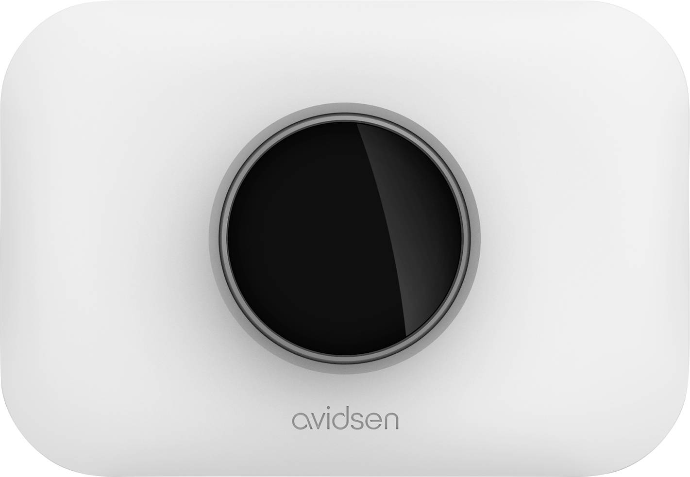 'Avidsen' labeled white device with a central black lens-like feature, possibly a camera or sensor.