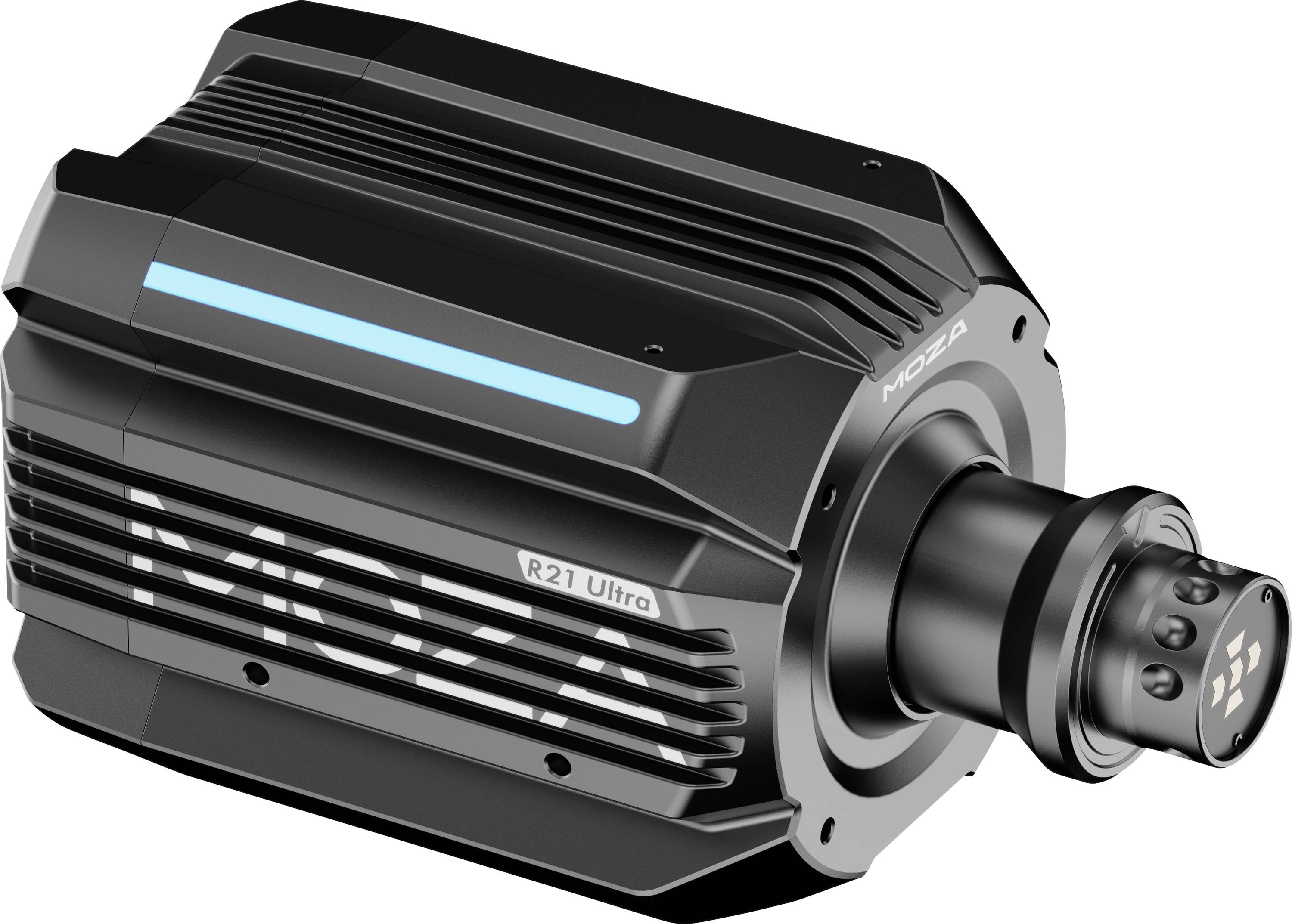 A high-tech, black camera device labeled 'R21 Ultra' with visible vents and a blue indicator light, suggesting advanced technology.