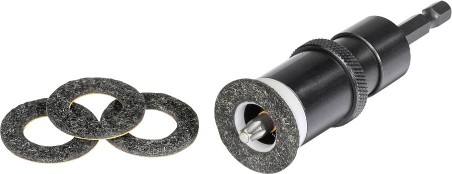Diamond cut-off wheel set with three replacement discs and a rotary tool attachment holding one disc on a white background
