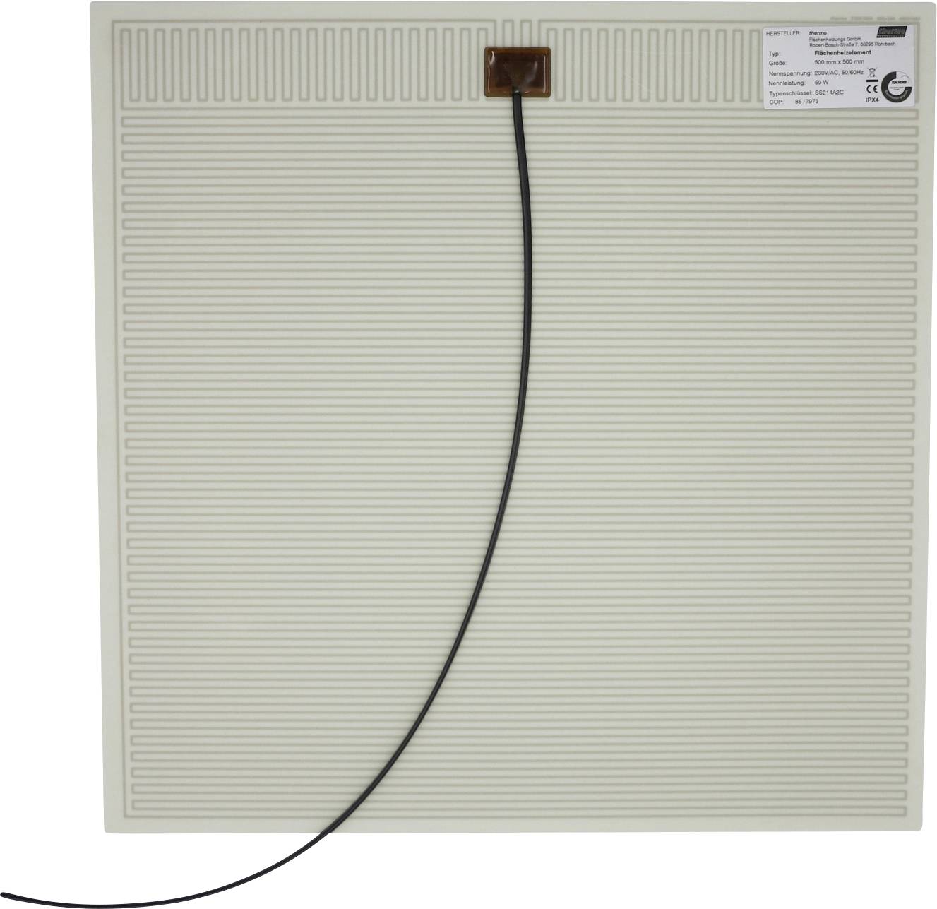 Flat rectangular heating pad with a black power cord attached at the top, shown against a plain background.