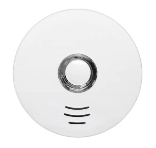 White circular device with a central hole and three curved black lines below, shown on a plain background.