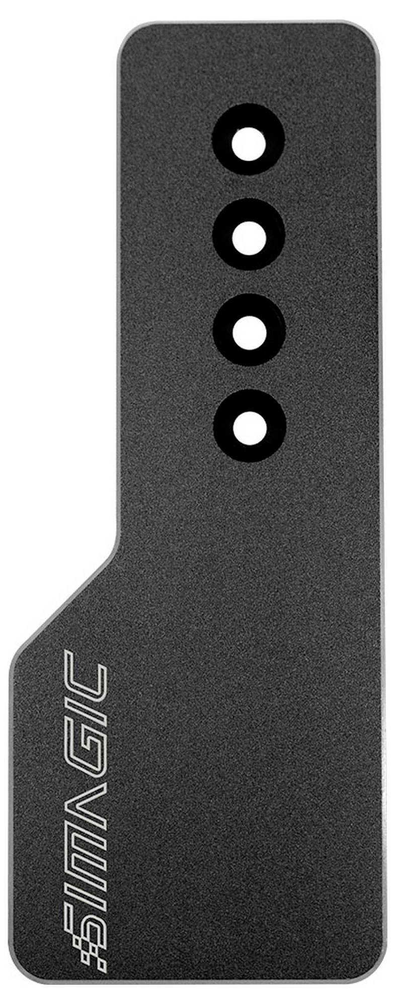Black SIMA GIC metal bracket or mounting plate with four evenly spaced holes and a curved lower edge.