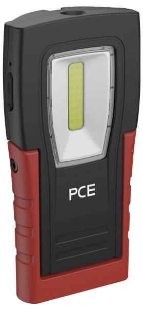 Black and red PCE handheld measuring device with a central lighted display window.