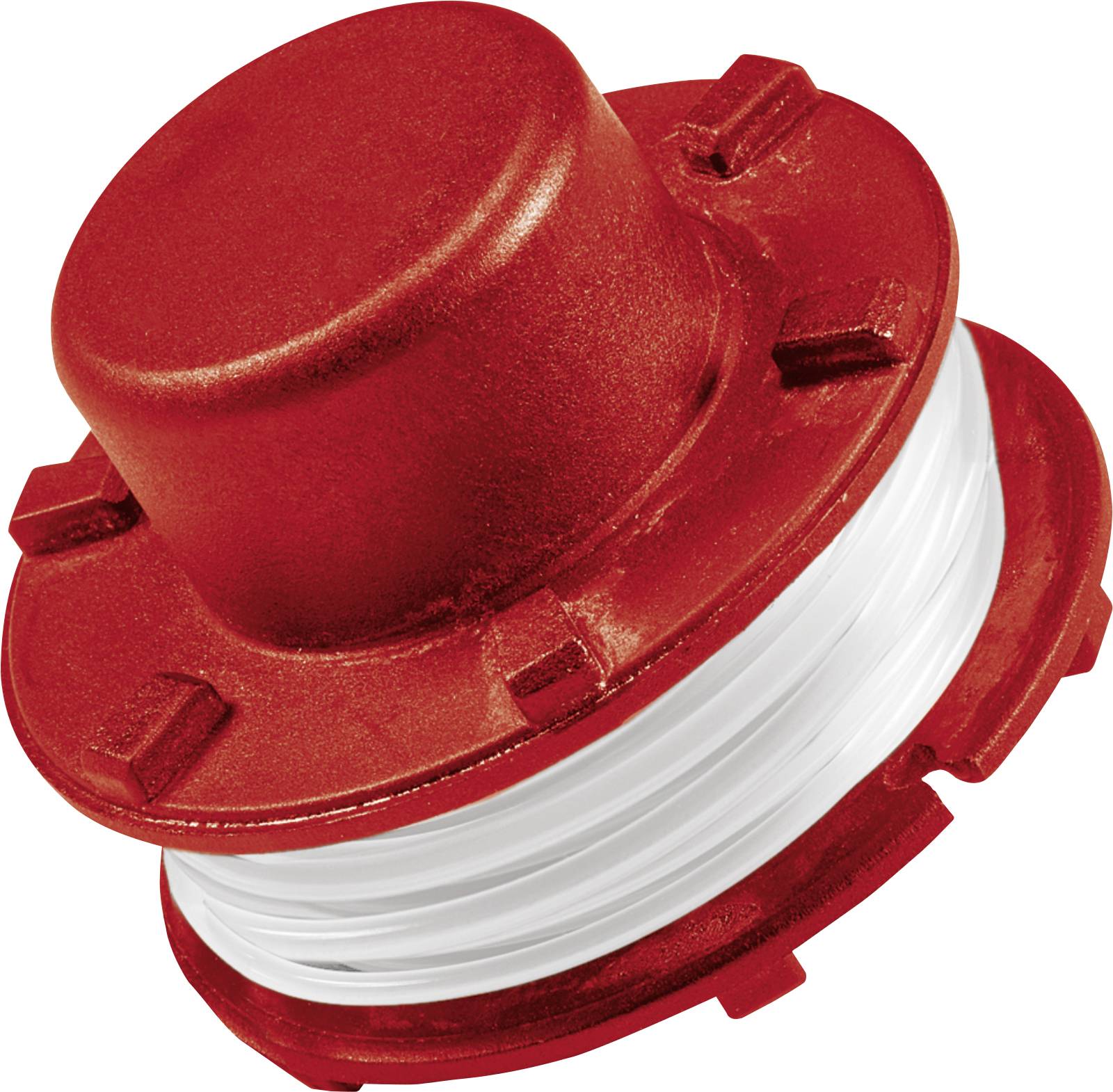 Red plastic threaded pipe cap or plug with white sealing tape, shown on a plain white background.