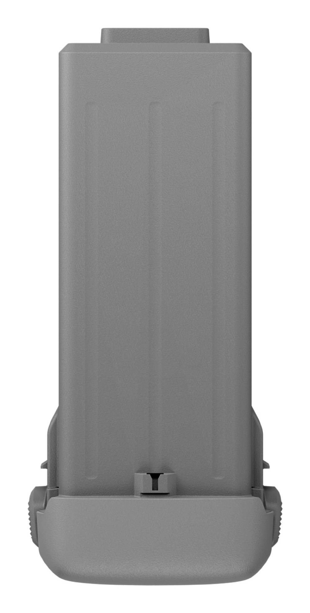 Gray rectangular electronic battery or cartridge with a rounded base, shown front view on a white background.