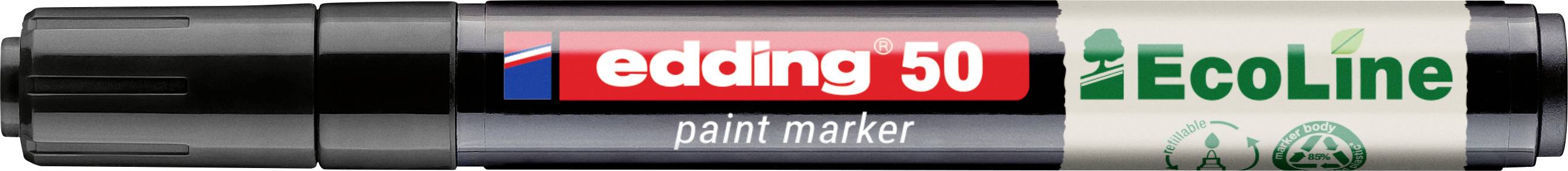 Black Edding 50 paint marker with red edding 50 label and green EcoLine branding on a white background.