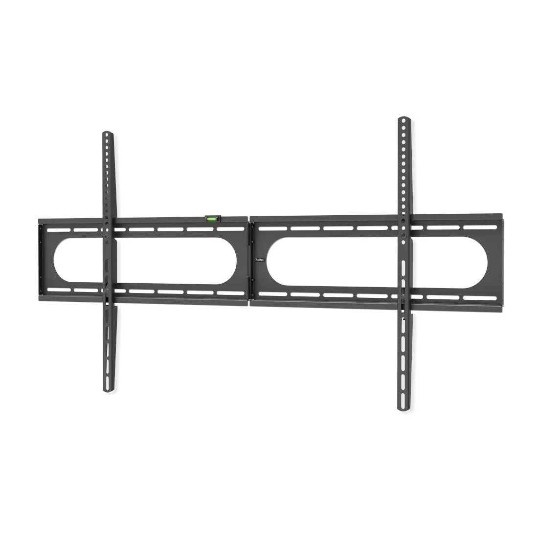 Black adjustable TV wall mount bracket with two vertical support arms on a plain white background.
