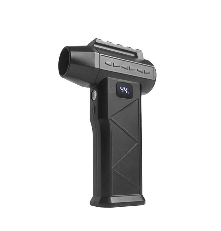 Black handheld infrared thermometer gun with a digital display reading '44'