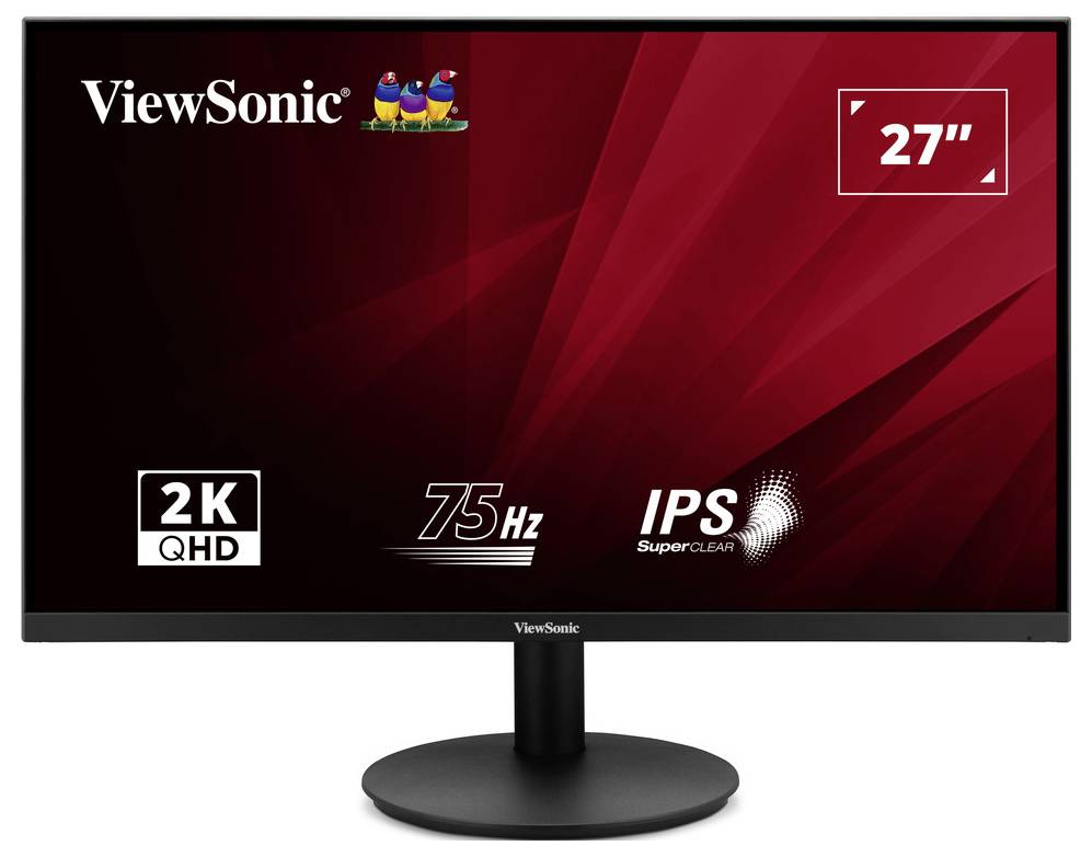 ViewSonic 27-inch monitor with 2K QHD resolution, 75 Hz refresh rate, and IPS SuperClear display