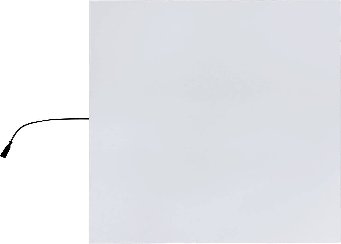 Minimal image with a pale gray-blue rectangular panel covering most of the view, and a partial black cable visible on the left against a white background.