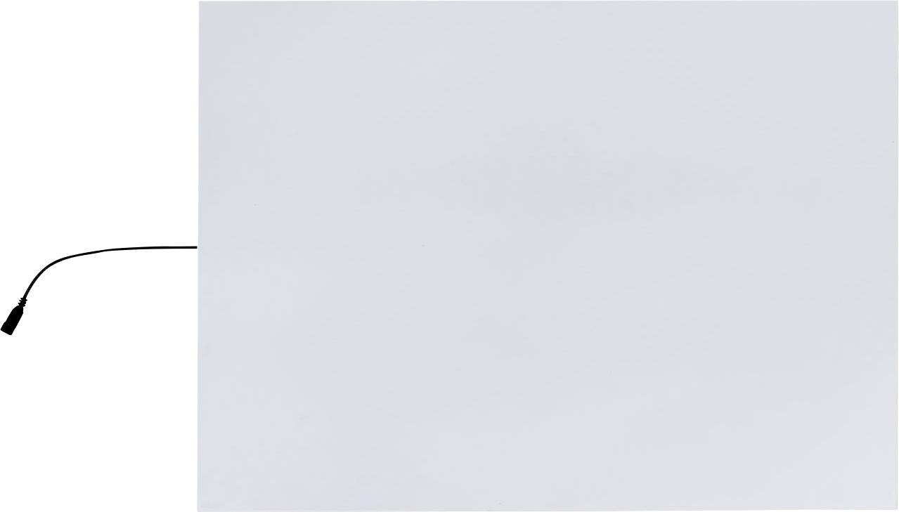 Minimal image of a light gray rectangular panel with a black cable or connector extending from the left edge on a white background.