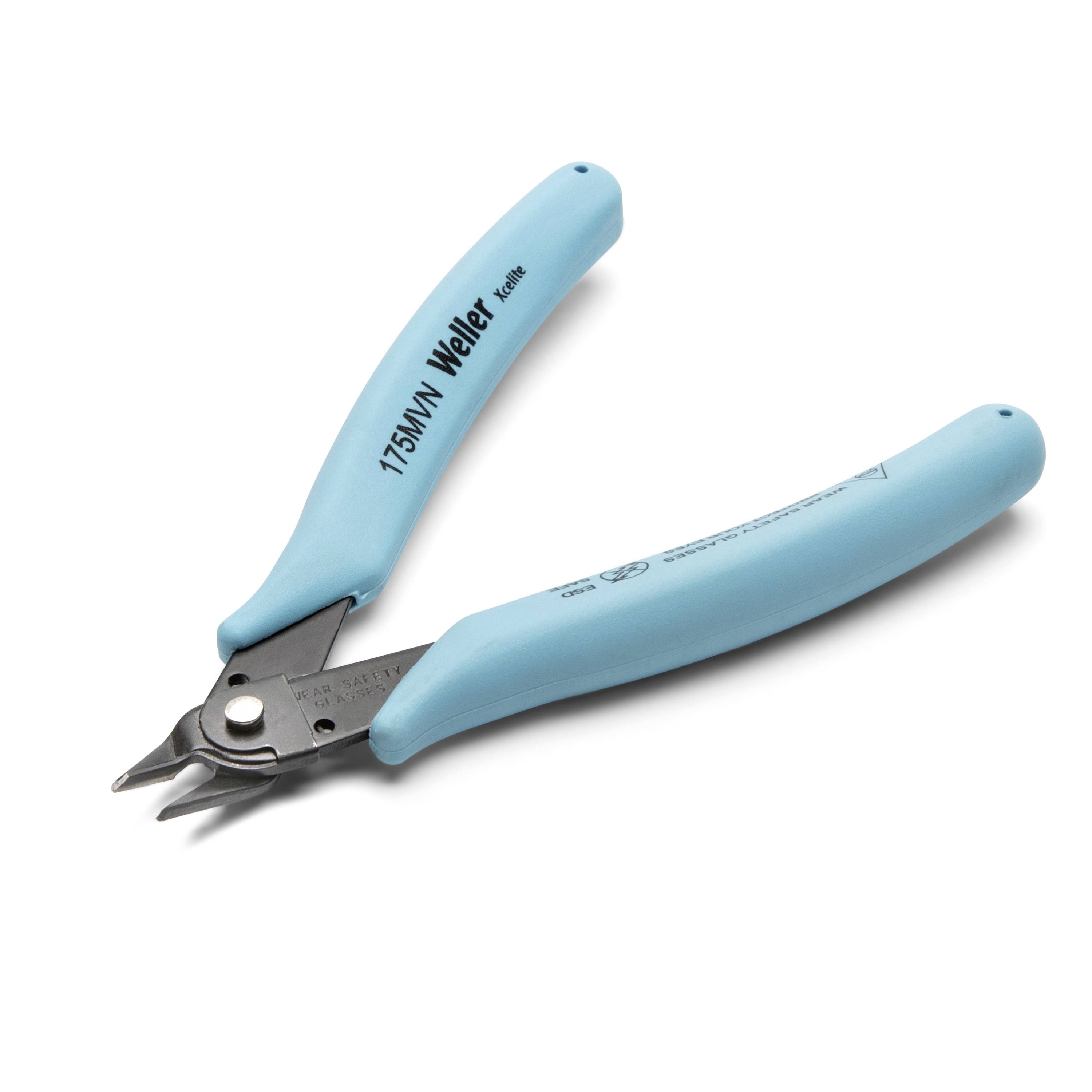 Blue Weller 175W side-cutting wire cutters with metal jaws on a white background.