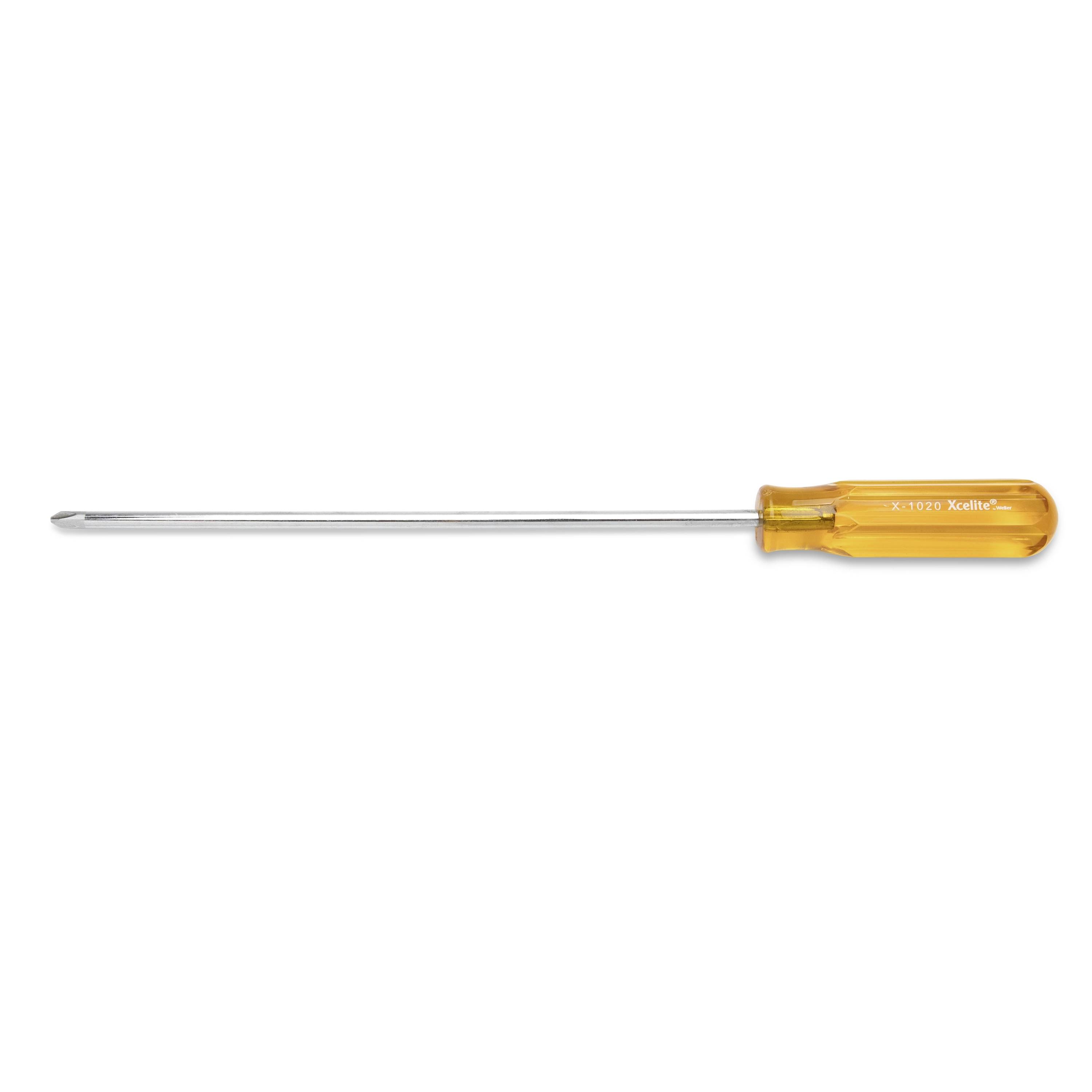 Orange-handled Phillips screwdriver on a white background
